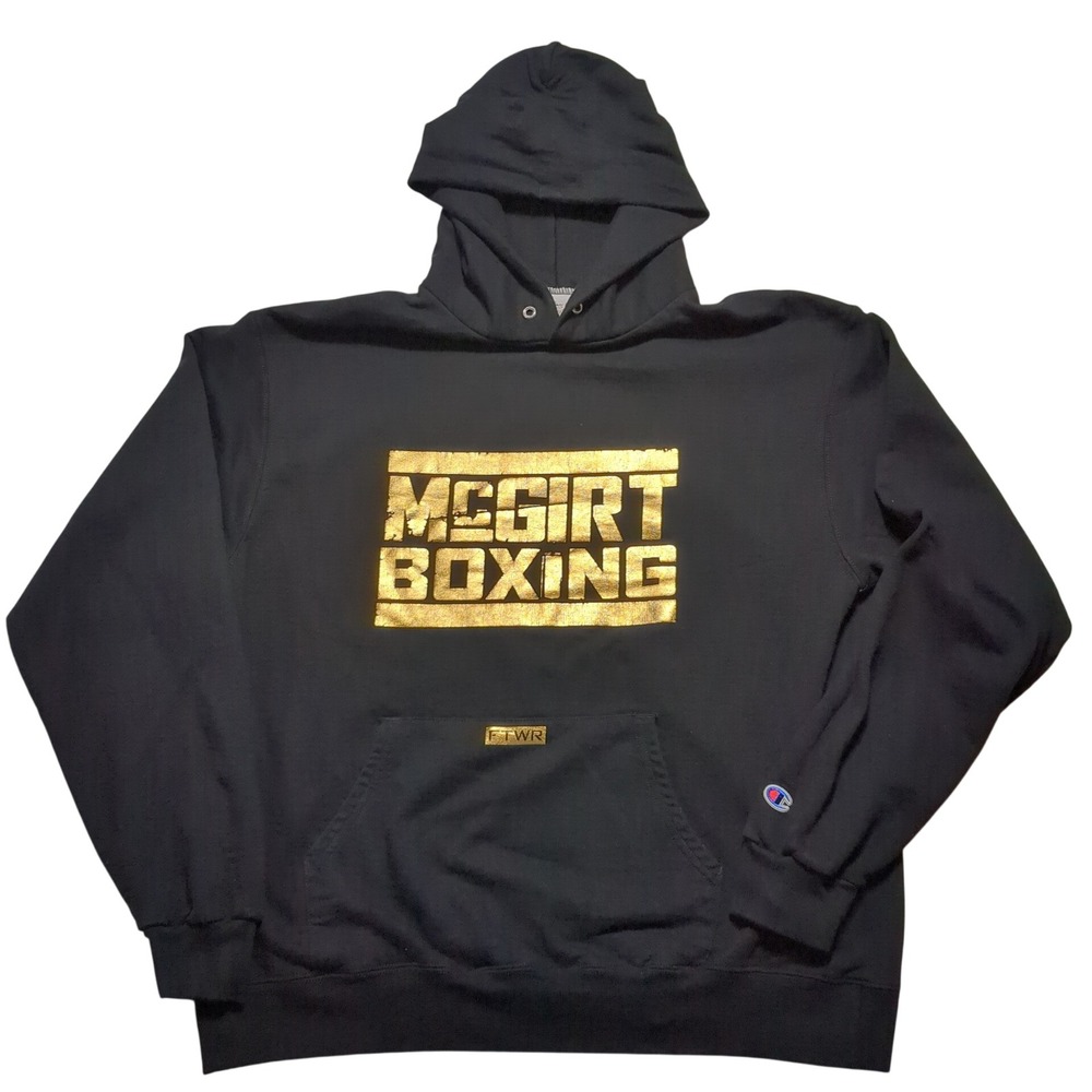 Buddy McGirt Boxing x Champion Hoodie Men Large Black‎ Gold Pullover Sweatshirt